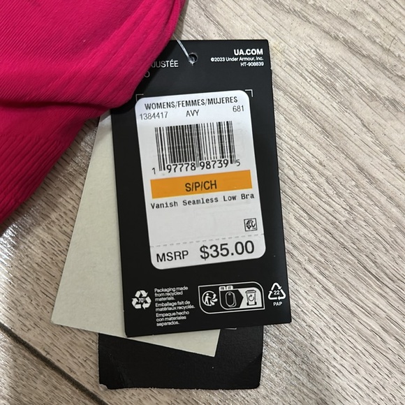 Under Armour- Women’s Fuchsia Sports Bra - Picture 2 of 3